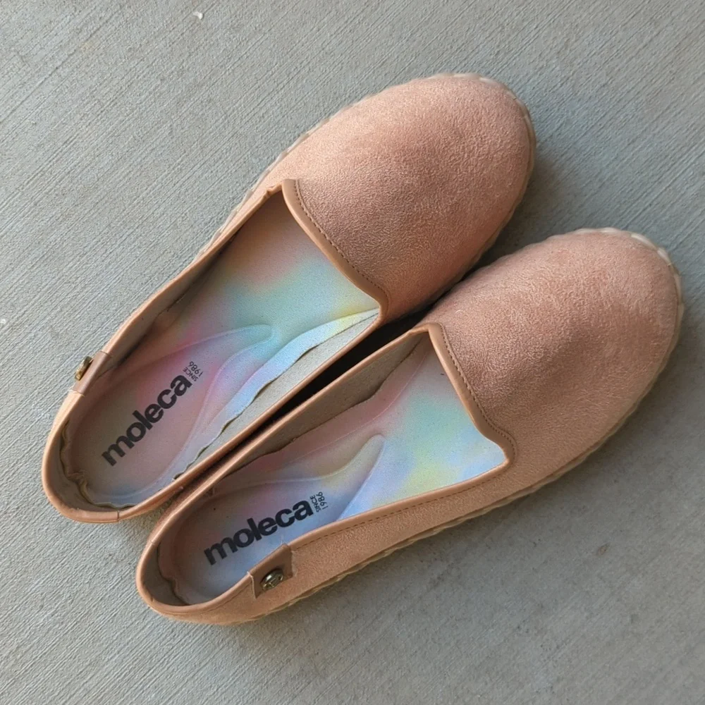 Moleca Pink Slip On Brazillian Round Toe‎ Flats Shoes 6